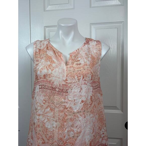 Terzo Millenio Linen Dress Sleeveless Size large Shift Split Neck - Picture 3 of 9